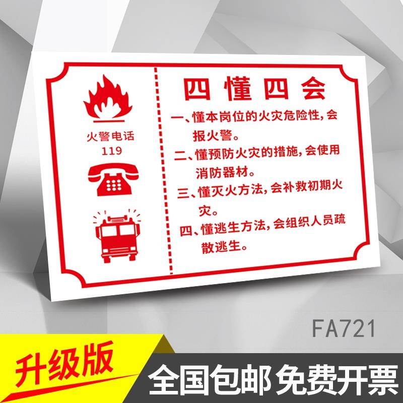 四懂四会消防安全警示标识牌仓库重地严禁烟火温馨提示牌告知牌子泵房重地闲人免进警告牌指示牌标牌贴纸定制