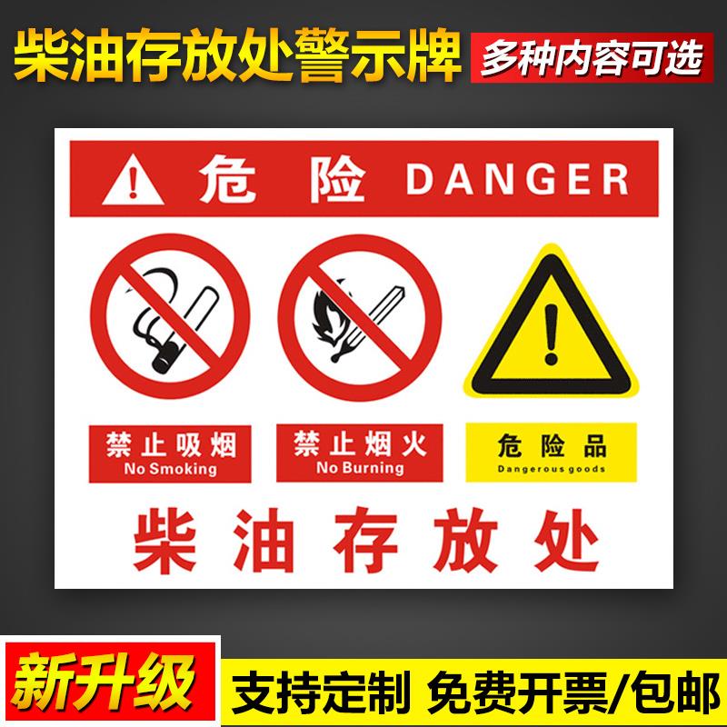 柴油存放处标识警示牌禁止吸烟严禁烟火闲人免进危险化学油品安全操作管理宣传标语挂图墙贴告示提示标示标志