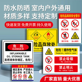 危险品安全警示牌化学品存放处标志牌危险源告知牌 罐区重地严禁烟火标识牌 紧急疏散集合点牌子爆炸气体标示