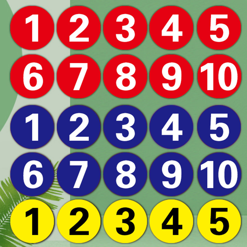 数字标识贴纸编号标识贴抗破损5-15cm抗划伤耐用工厂车间餐厅网吧号码顺序提示地贴纸支持定制定做反光膜贴纸