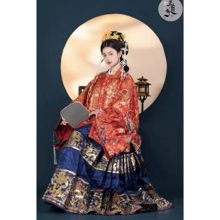 出租若兰兮明制汉服女款 婚服方领百子衣出阁服敬酒服汉婚新娘礼服