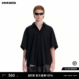 上衣2025年夏季 IMXS结构拼接衬衫 纯色字母印花情侣休闲通勤中长袖