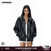 复古PU皮衣外套男女高街上衣痞帅翻领拉链夹克 美式 IMXS 鳄鱼纹