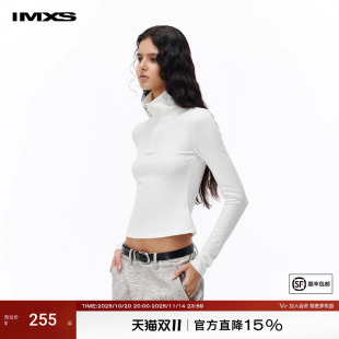 拉链领气质运动风上衣 T恤修身 IMXS高领打底衫 女洋气外穿内搭长袖