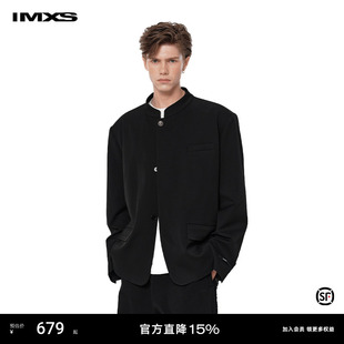 外套小众高级痞帅黑色立领纽扣气质中山装 外套男女 西装 IMXS新中式