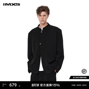 外套男女 外套小众高级痞帅黑色立领纽扣气质中山装 IMXS新中式 西装