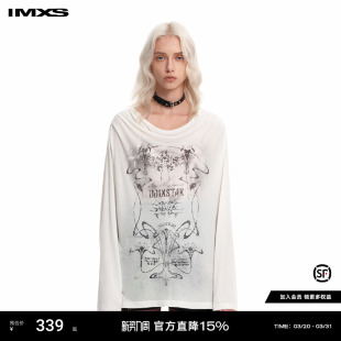 Horse Run 一字领罩衫 IMXS t恤2025年春季 New 女长袖 明星同款