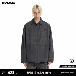 开衫 衬衫 长袖 男女25年新款 IMXS美式 2025年新款 休闲宽松烟灰色工装