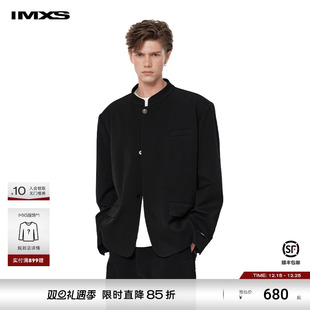 外套男女 外套小众高级痞帅黑色立领纽扣气质中山装 IMXS新中式 西装