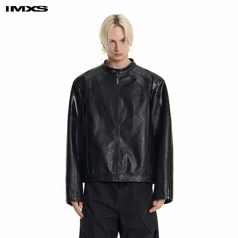 IMXS立领机车服短款pu皮夹克秋季皮衣外套男女同款2025年新款,男装,夹克,淘宝优惠券,粉丝福利购,淘宝优惠卷