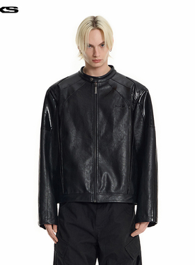 IMXS立领机车服短款pu皮夹克秋季皮衣外套男女同款2025年新款