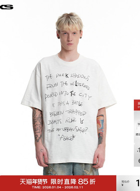 IMXS夏之光同款美式重磅字母短袖白色纯棉宽松T恤男女2025夏新款