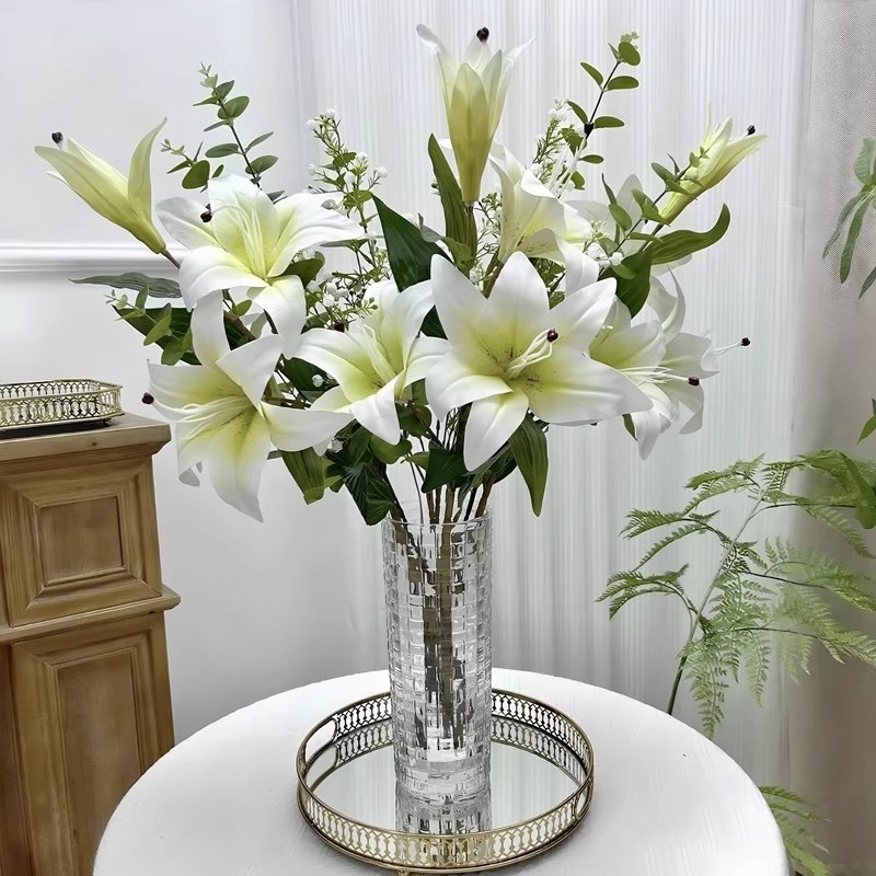 彷真花百合高档3D装饰花假花客厅摆设餐桌轻奢高端花艺花束摆件,家居饰品,仿真花/假花,淘宝优惠券,粉丝福利购,淘宝优惠卷