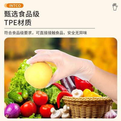 英科一次性手套TPE食品级专用加厚耐用家用厨房餐饮烘焙塑料薄膜