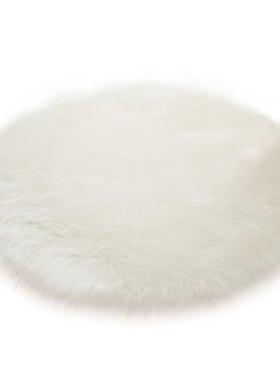 简约白色毛毛绒圆形地毯儿童房客厅地垫卧室床边梳妆台电脑椅子垫