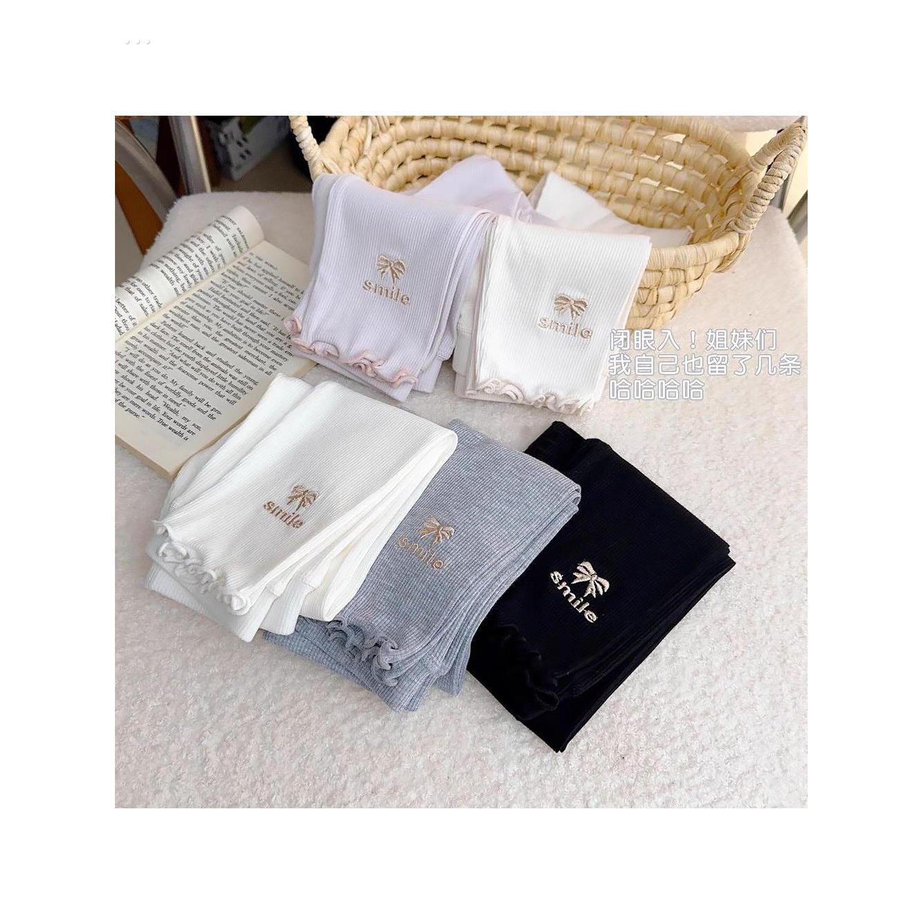 女宝宝夏季薄款冰丝打底裤2025新款小女孩韩版洋气外穿百搭九分裤