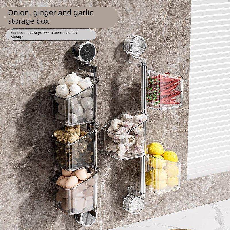 旋转多层葱姜蒜收纳盒厨房冰箱吸盘置物架壁挂式生姜大蒜整理架,厨房/烹饪用具,厨房置物架/置物柜/角架,淘宝优惠券,粉丝福利购,淘宝优惠卷