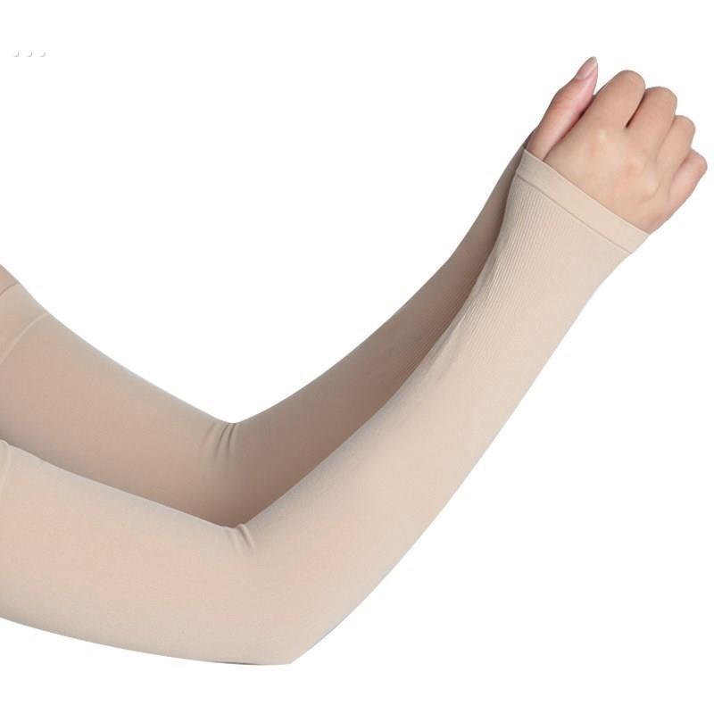 冰爽袖套防晒手套袖子加长薄款冰丝护臂手臂套袖肉色夏季纯色无字
