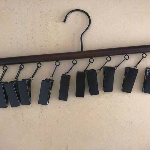 高档裤夹子多钩内衣衣架木质多功能内衣收纳家居西裤服装店裤夹