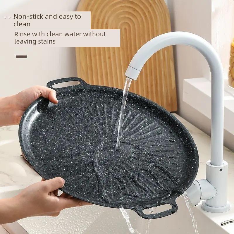 户外烧烤盘韩国家用不粘锅烧烤盘铁板烧盘麦饭石卡式炉电磁炉烤架