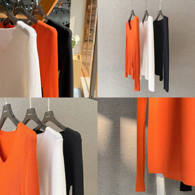 100%美利奴羊毛衫秋冬修身显瘦内搭打底针织衫圆领套头长袖毛衣女