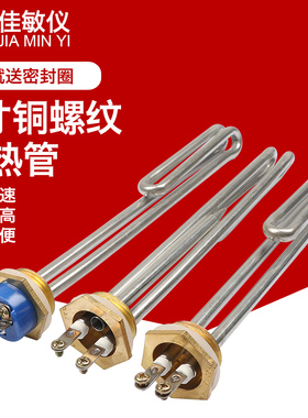 1寸螺纹加热管DN25铜头电热管太阳能热水器发热管棒 220V 2/3/4KW