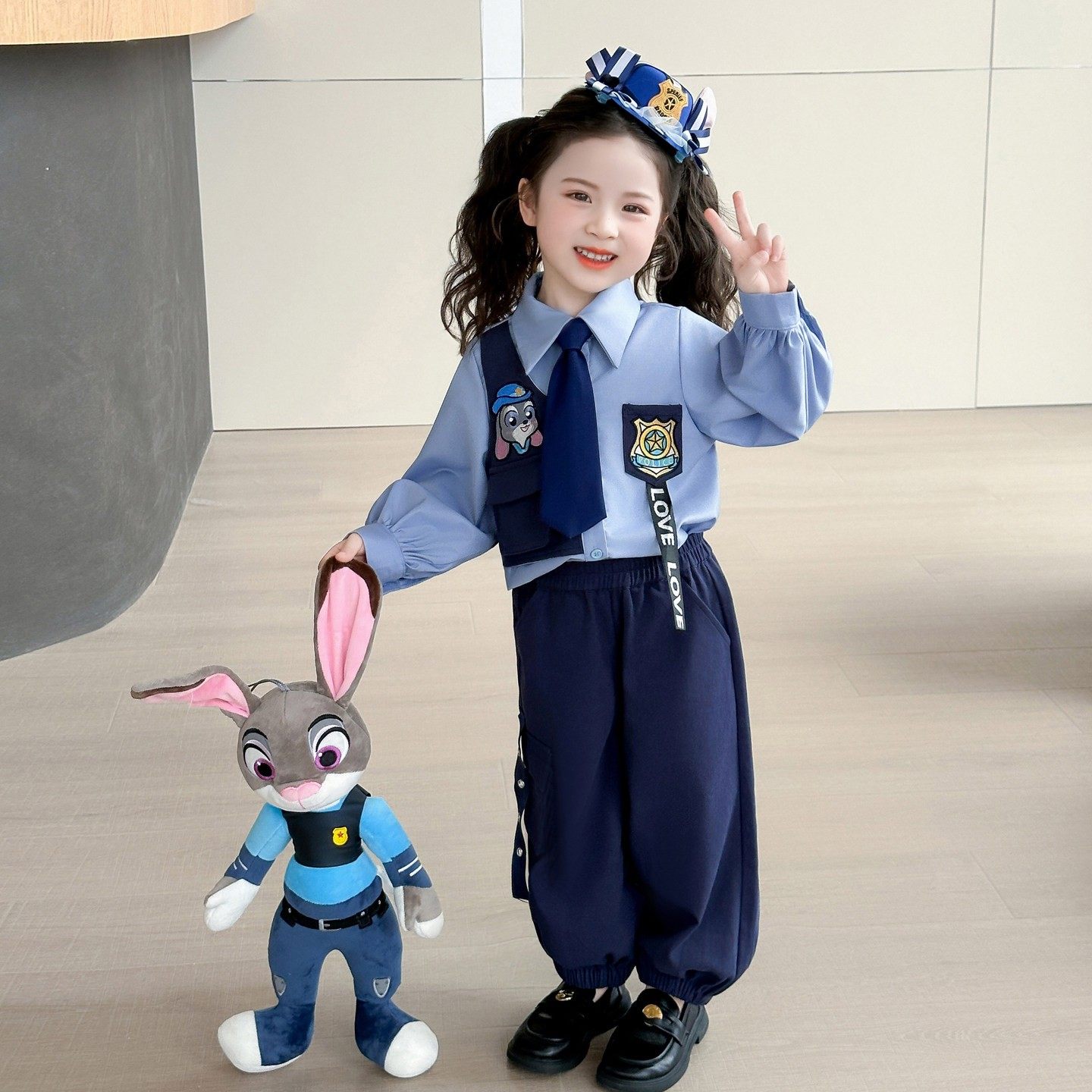 朱迪女童套装春秋兔子警官衣服衬衫工装裤两件套26儿童cos学生装,童装/婴儿装/亲子装,套装,淘宝优惠券,粉丝福利购,淘宝优惠卷
