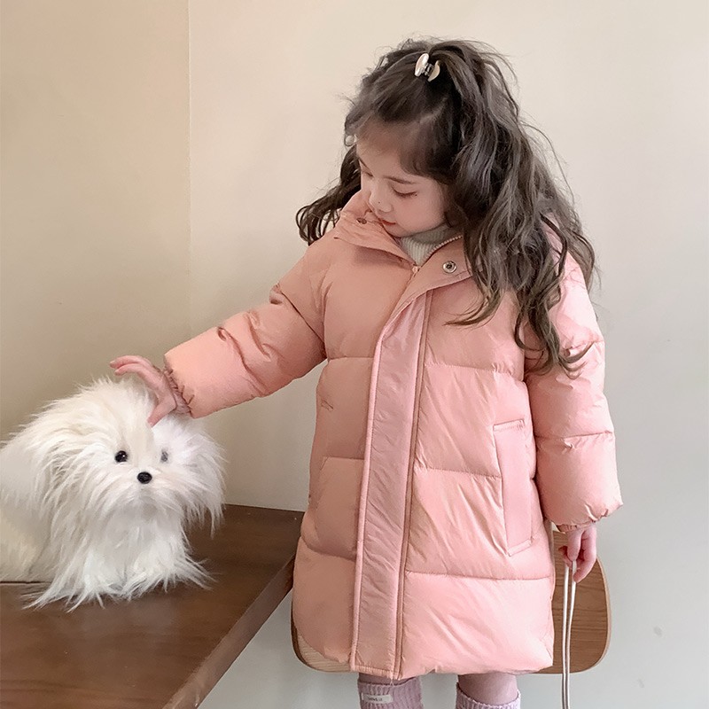 女童长款羽绒服冬季2025新款潮流儿童洋气连帽轻薄宝宝外套秋冬款