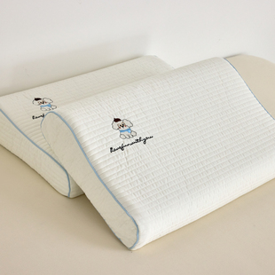 纯棉儿童乳胶枕头学生成人波浪形透气薄款抗菌防臭舒适枕芯单人枕