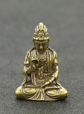 古铜实心袖珍观音地藏菩萨铜佛像黄铜微雕随身观音小摆件厂家直供