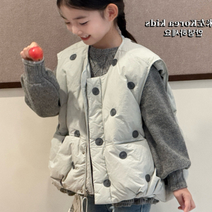 女童羽绒马甲2025新款 背心女孩气质甜美坎肩外套潮 洋气儿童秋冬装