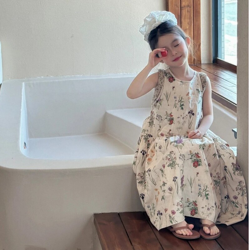 韩版女童夏季碎花公主裙