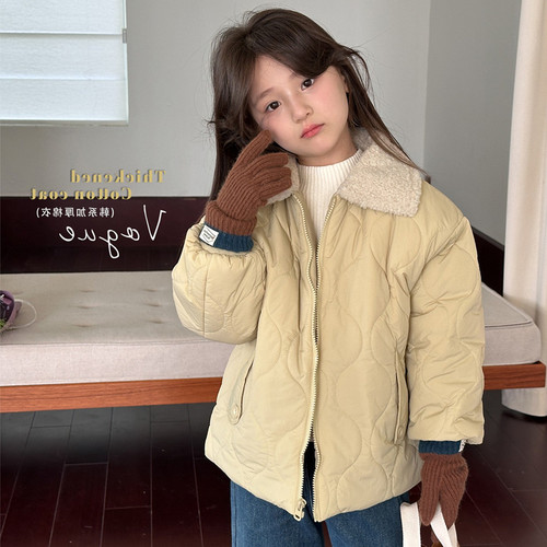 女童夹棉外套2025冬季装新款棉服