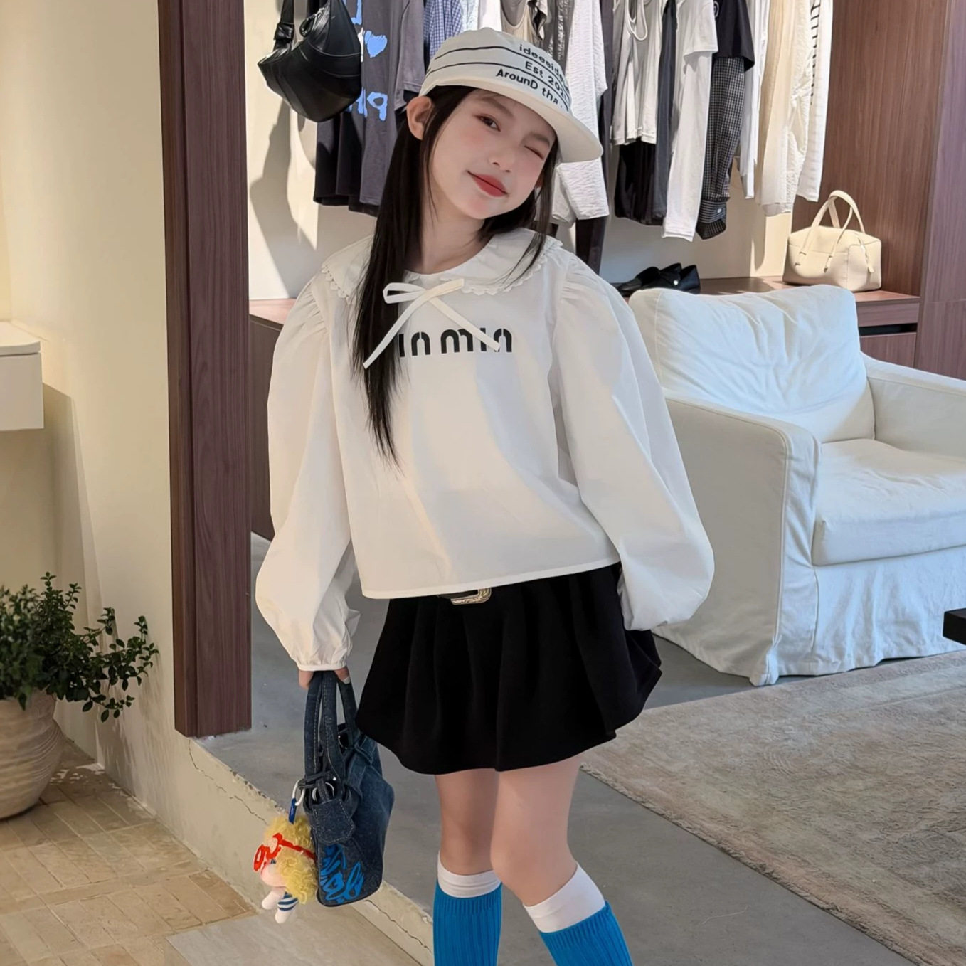 女童秋季新款韩系上衣短裙两件套