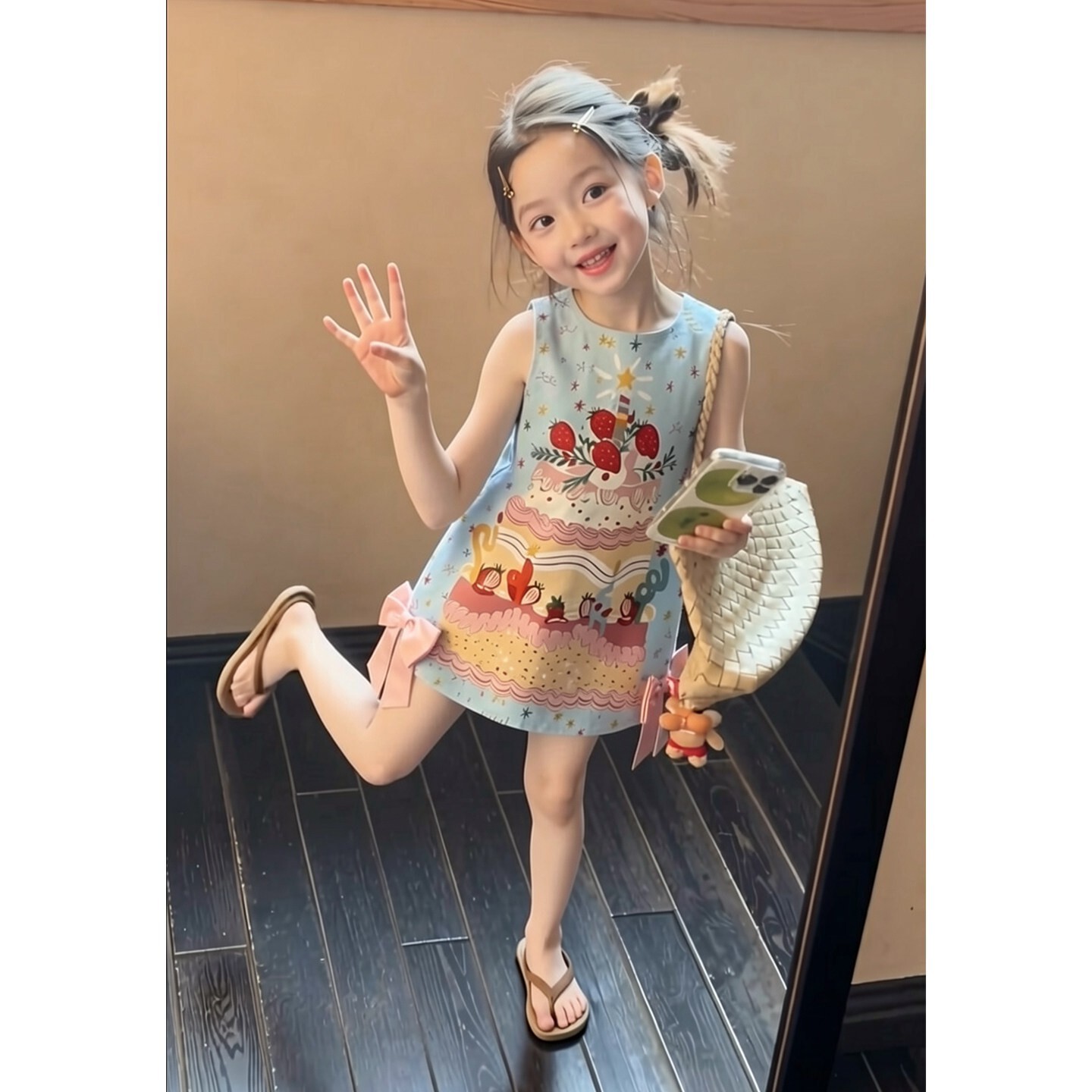 韩版女童夏季草莓蛋糕背心裙