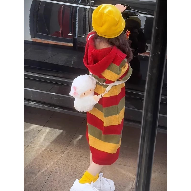 女童连衣裙秋装2025新款女大童毛衣裙洋气儿童秋季针织裙子中长款