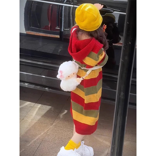 女童连衣裙秋装2025新款女大童毛衣裙洋气儿童秋季针织裙子中长款