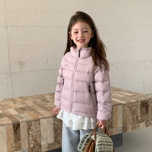 外套校服潮 冬装 女童轻薄羽绒服2025新款 90绒防风连帽保暖儿童短款