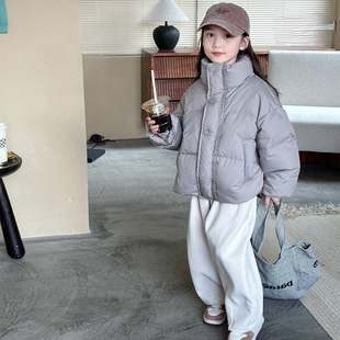 韩国女童羽绒服冬季2025新款中大童短款90绒外套儿童面包棉服冬装