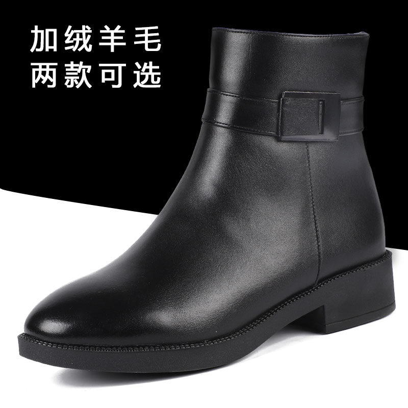 正品女校尉冬常服绒皮鞋棉皮鞋