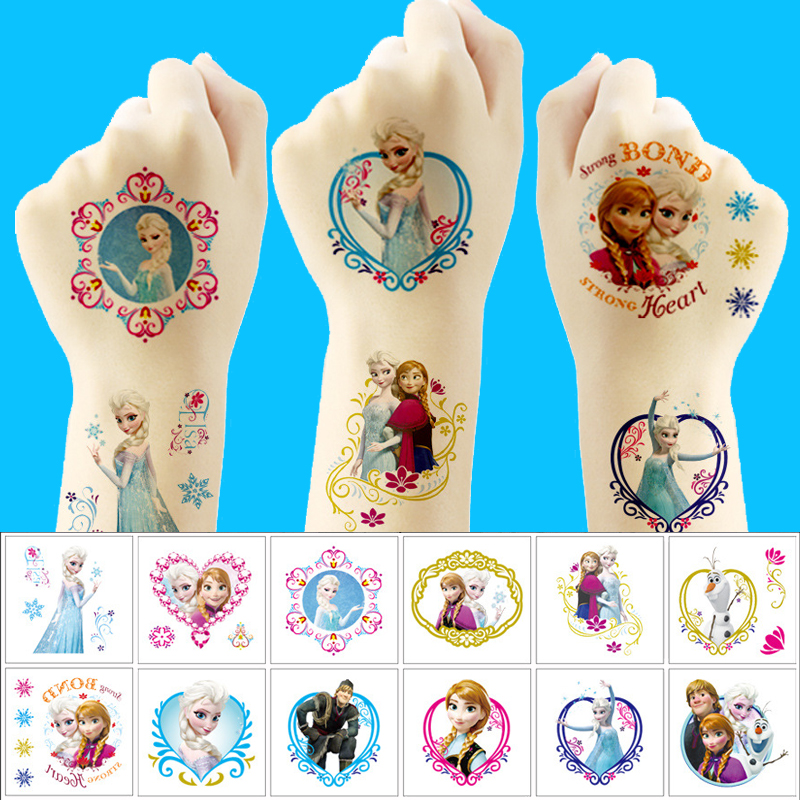 冰雪艾莎公主纹身贴爱莎水印贴画