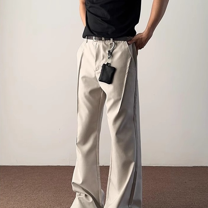 美式老钱风弯刀微喇西裤