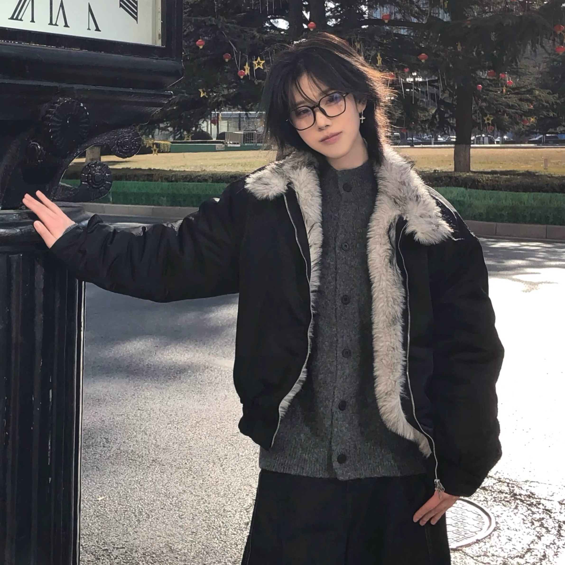 美式短款狼王立领派克服棉衣