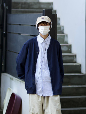 日系复古假两件宽松开衫卫衣