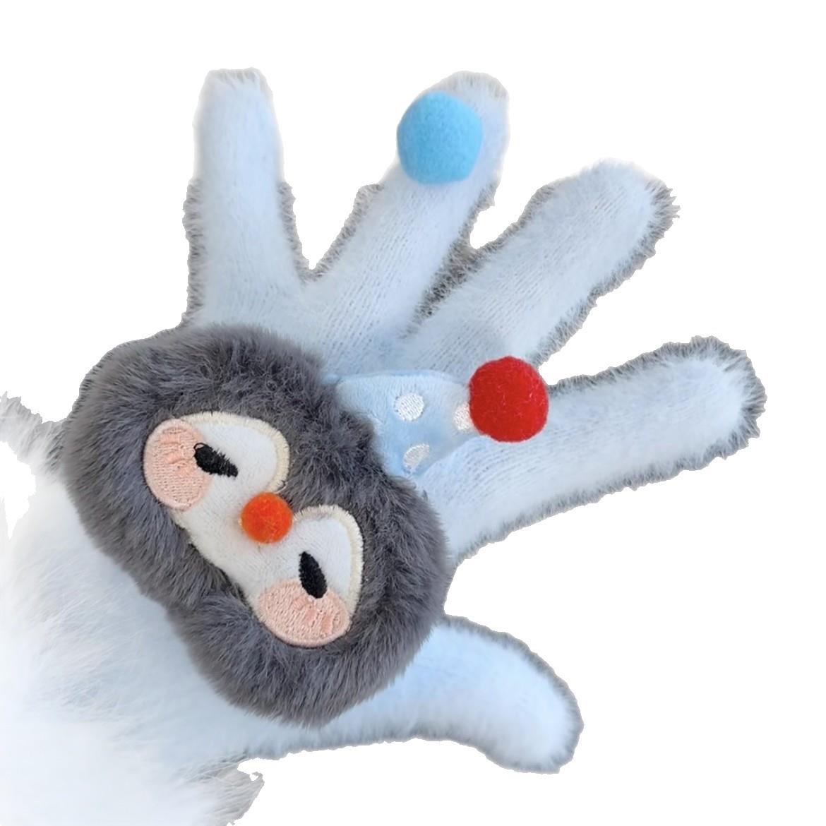 可爱小鱼企鹅毛茸茸手套