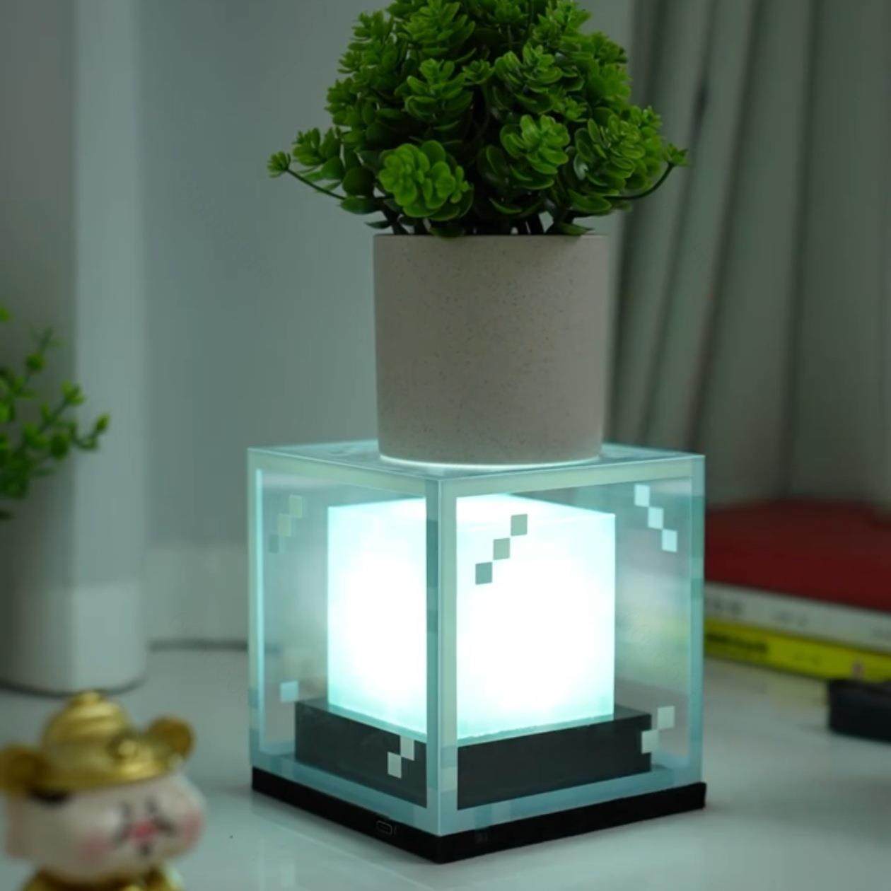 我的世界信标小夜灯3d立体像素风方块桌面摆件mc周边氛围感装饰灯