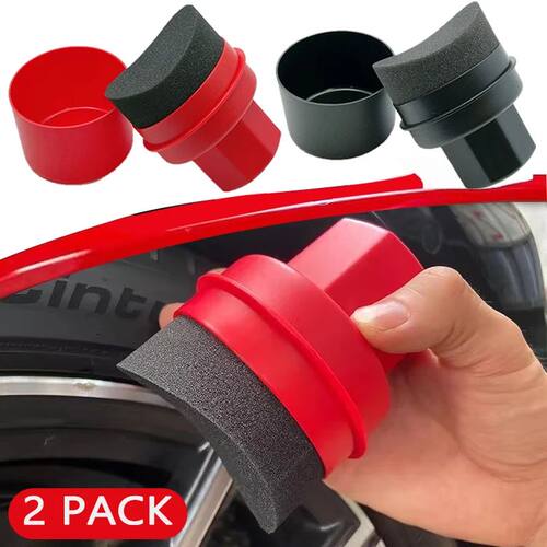 Car Wheel Polishing Waxing Curved Tire Sponge Brush With Cov