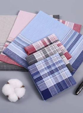 6 packs of men's pure cotton stitching handkerchief for wome