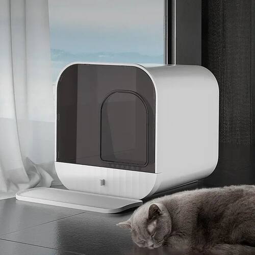 Cat Litter Box Fully Enclosed Splash-proof Cat Toilet with L