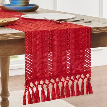 Style Boho Table Runner Woven Home Decor棉麻桌旗圣诞流苏桌面